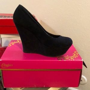 Black suede wedges